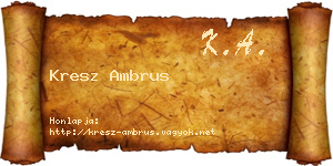 Kresz Ambrus névjegykártya